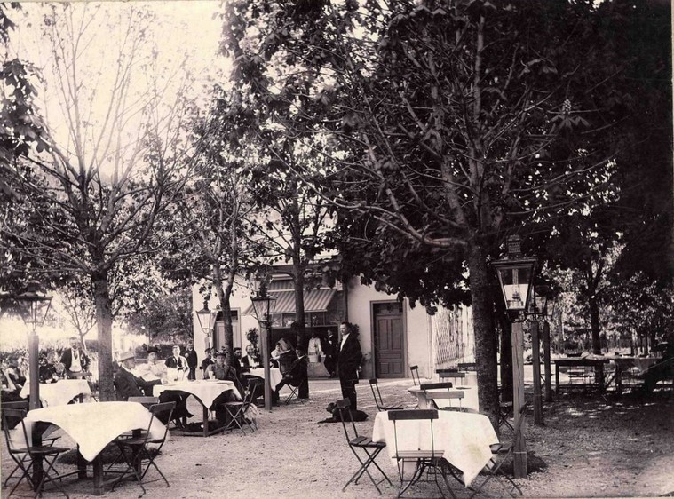 Gastgarten Hotel Zum goldenen Löwen um 1900 Stadtarchiv Waidhofen