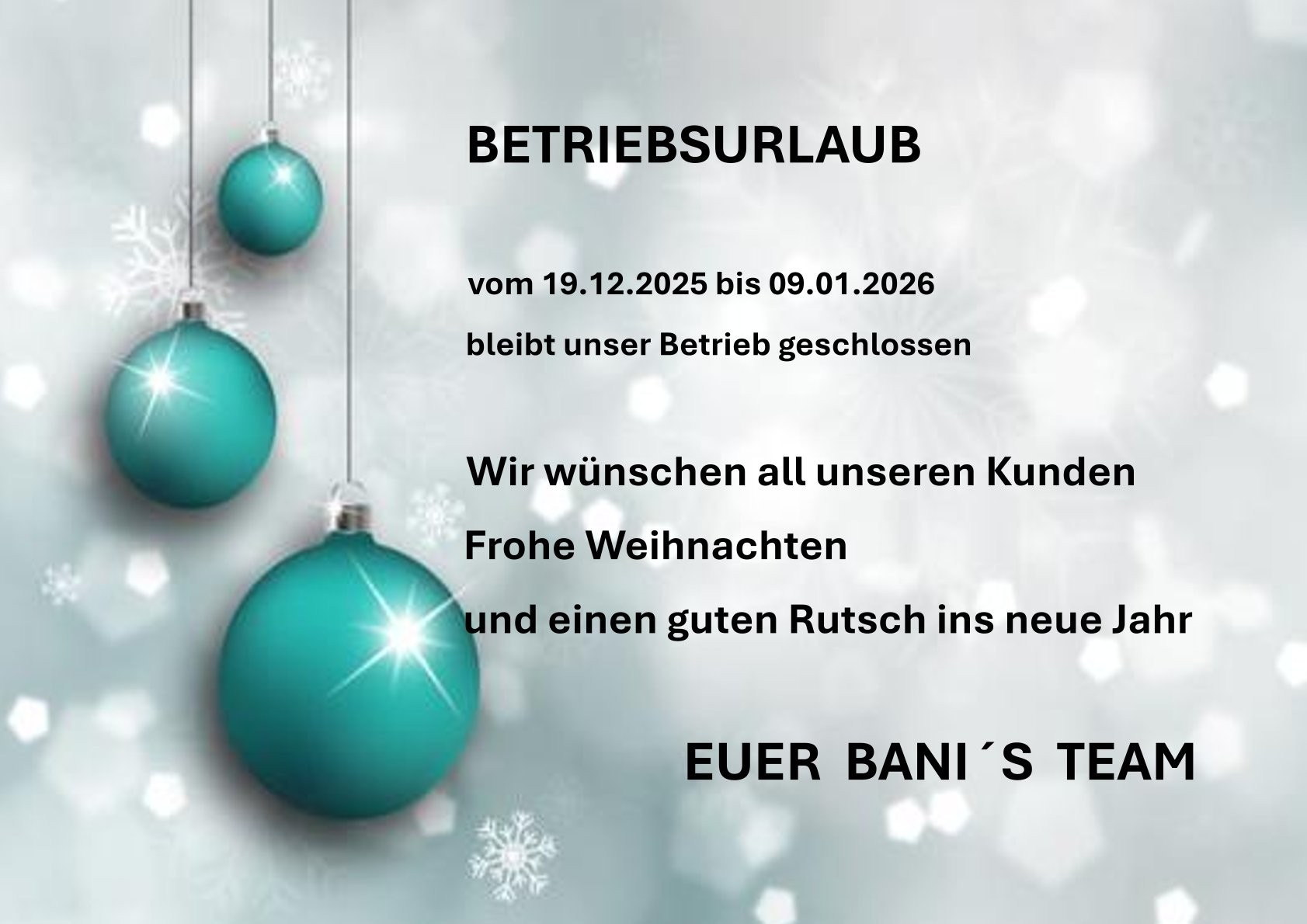 BETRIEBSURLAUB Weihnachten