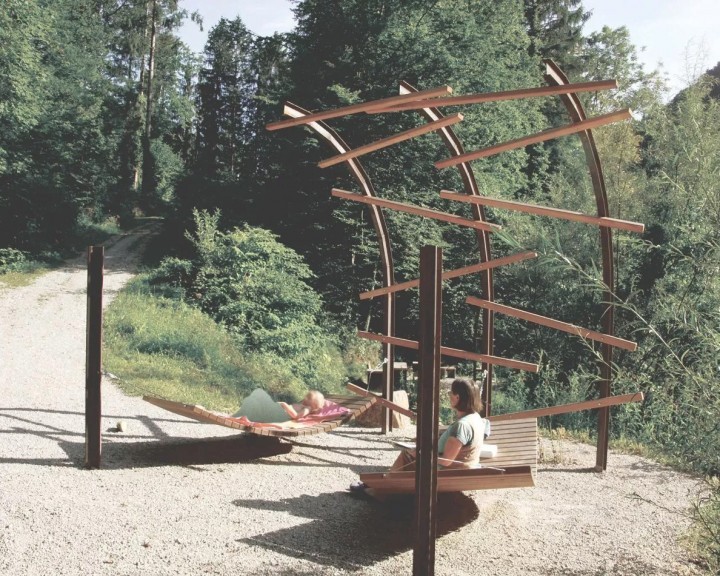 Beschattung Kletterpflanzen Hängematten Ybbstalradweg Radweg