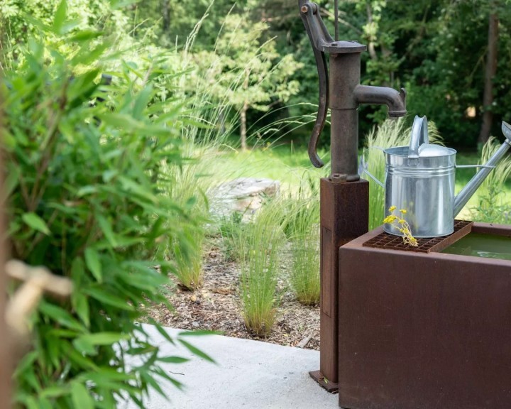 Felsenbirne Wasser Corten Stahl privat Garten G