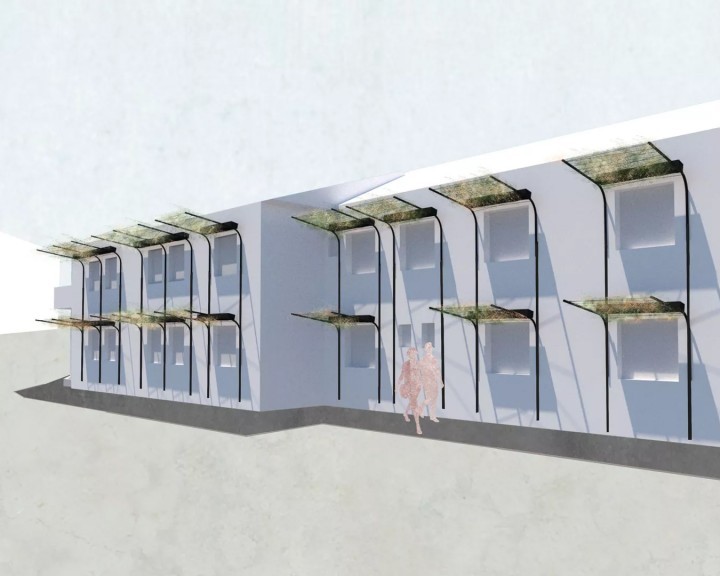 Fassadenbegrünung Beschattung IKW Amstetten