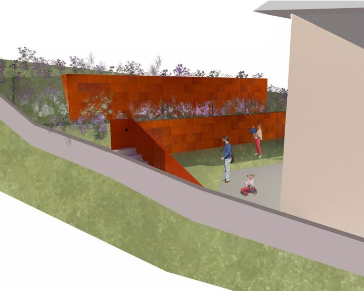 3D Visualisierung Böschung Stützmauer Garten H