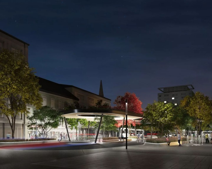 Kaiser Josef Platz Wels Busbahnhof Nacht