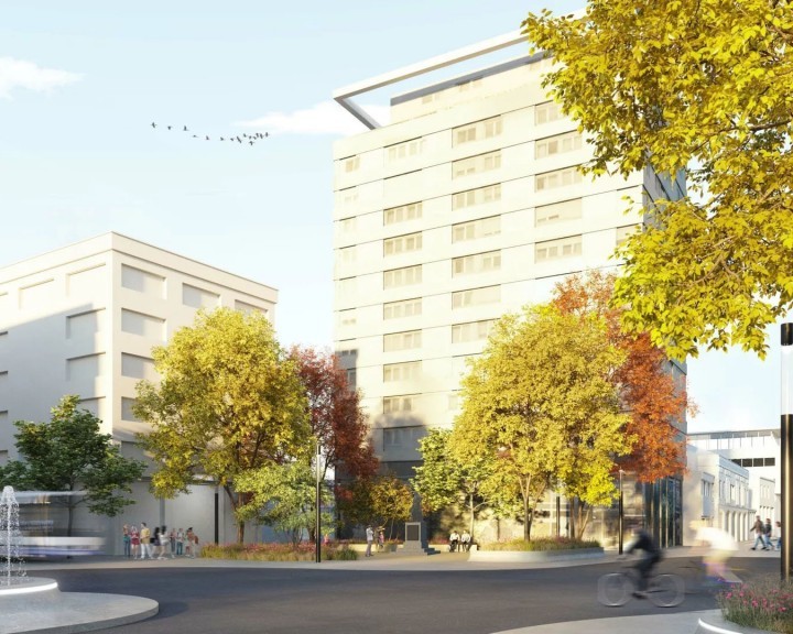 Kaiser Josef Platz Wels Busbahnhof Straßenraum Bäume Begrünung Beschattung