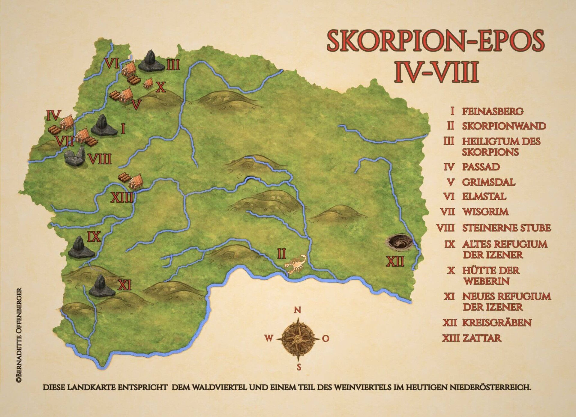 Fantasywelten-Landkarte von Skorpion-Epos 4 bis 8