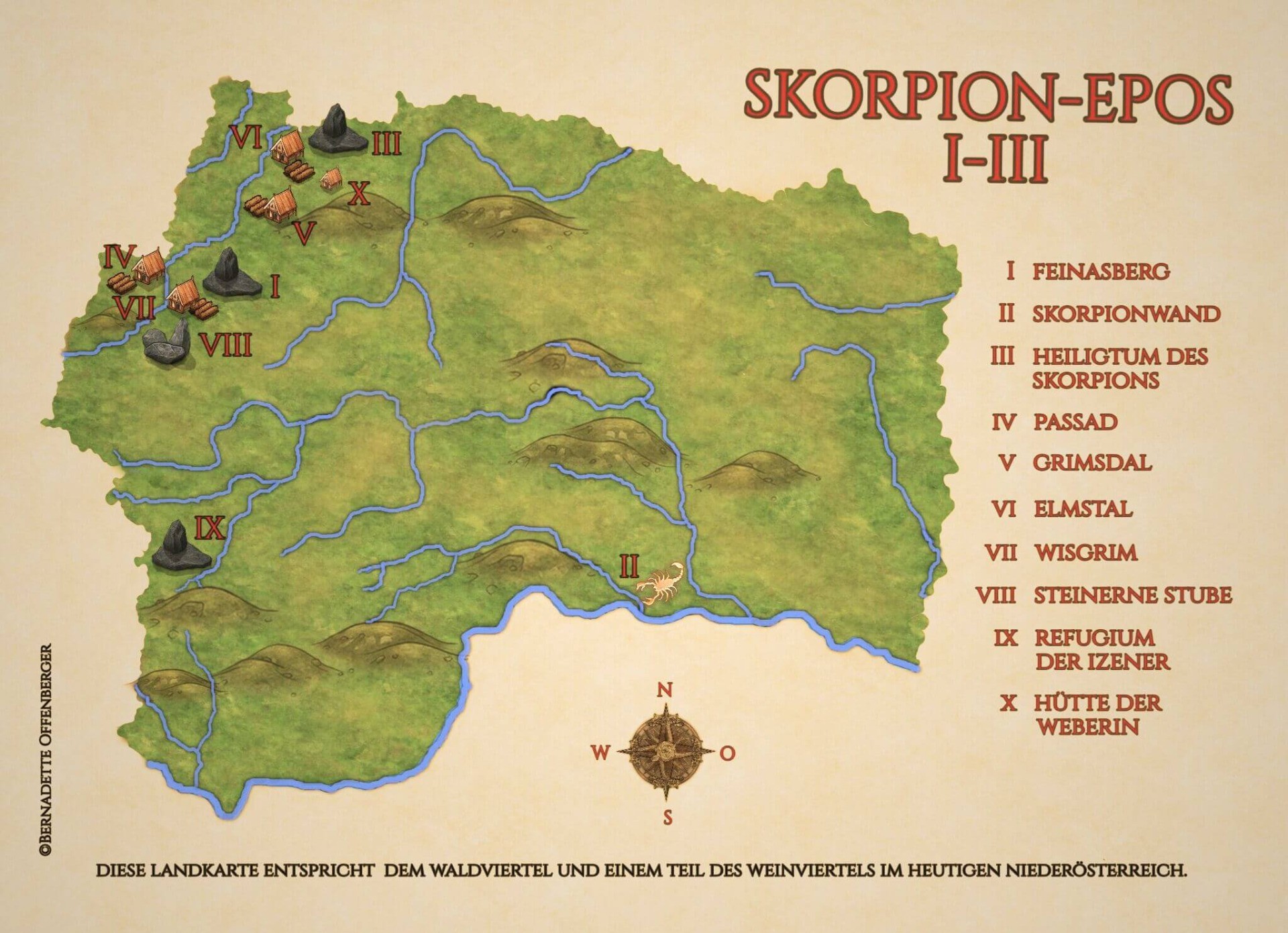 Fantasywelten-Landkarte von Skorpion-Epos 1 bis 3