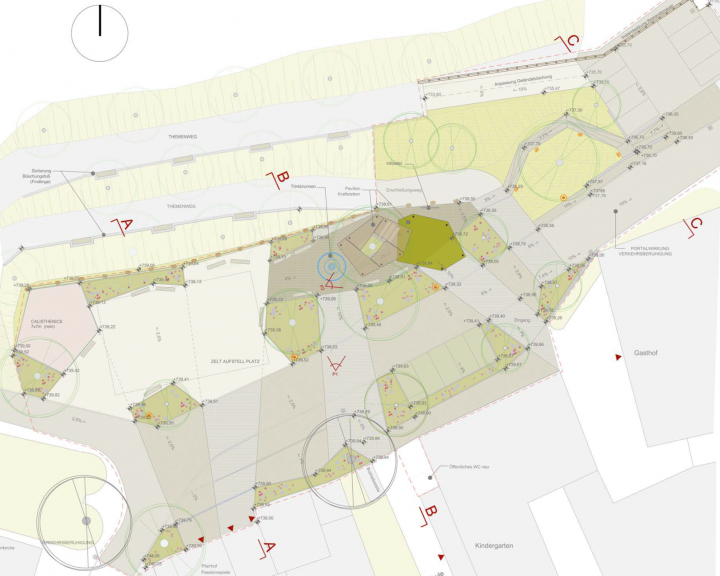Lageplan Dorfplatz Dorfstetten Grünes Überdachtes Zentrum 