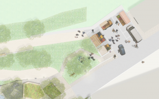 Szenatio Markt Dorfplatz Dorfstetten Grünes Überdachtes Zentrum 