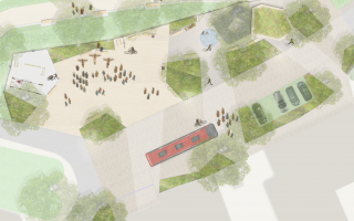 Szenario Passionsspiele Dorfplatz Dorfstetten Grünes Überdachtes Zentrum 