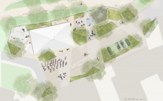 Szenario Fest Dorfplatz Dorfstetten Grünes Überdachtes Zentrum 