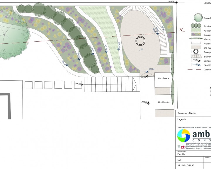 Lageplan Garten privat Terrassierung