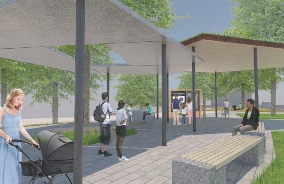 Visualisierung Dorfplatz Überdachtes Zentrum