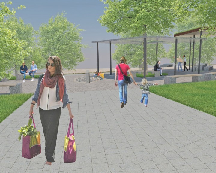 Visualisierung Dorfplatz Grünes Zentrum