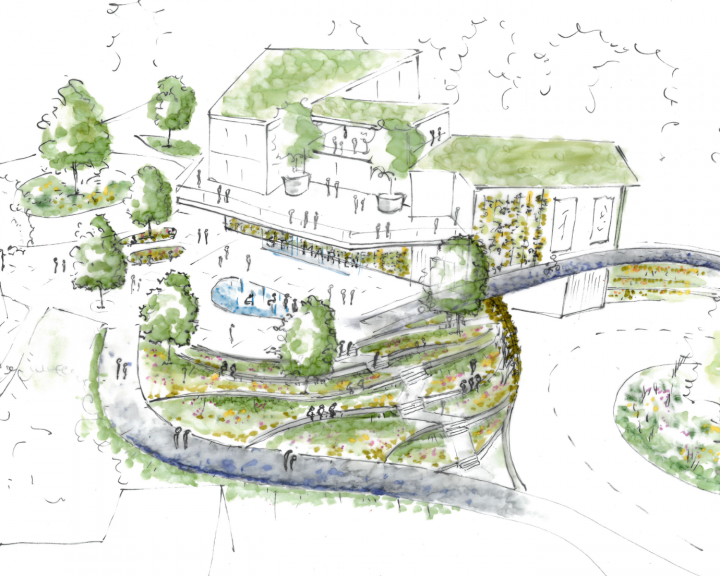 Skizze Konzept Sankt Marien Ortskern Neugestaltung Terrassierung