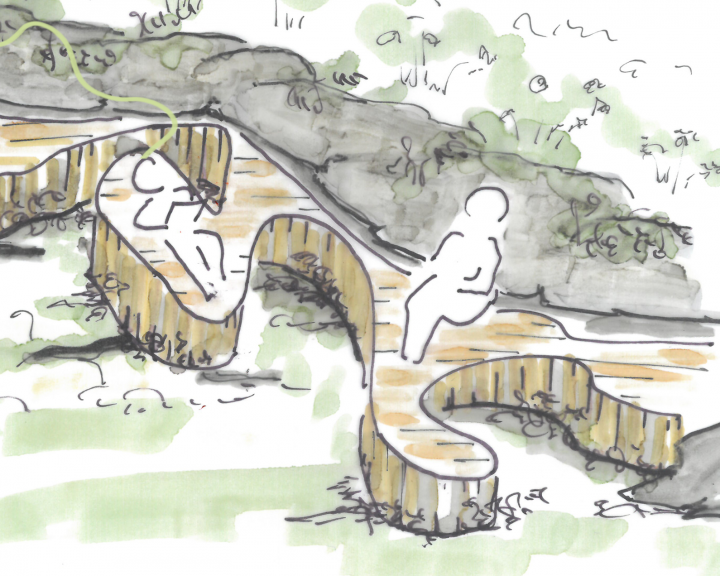 Skizze Idee Freiraummöblierung Sitzgelegenheit