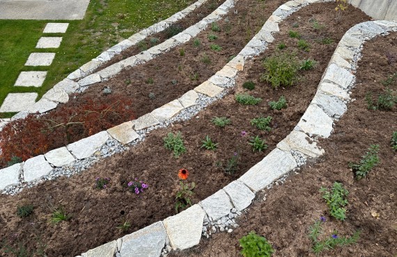Garten S Steinmauer Natursteinmauer Terrassierung Staudenbeet
