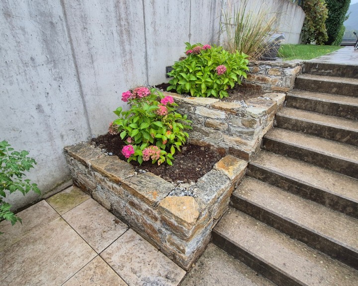 Garten S Steinmauer Natursteinmauer Terrassierung Staudenbeet