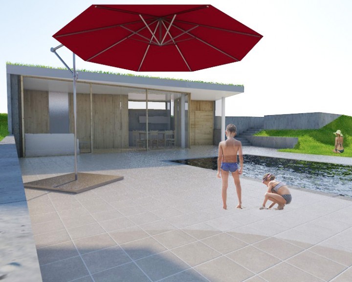 Garten Pool Poolhaus Familie Baden