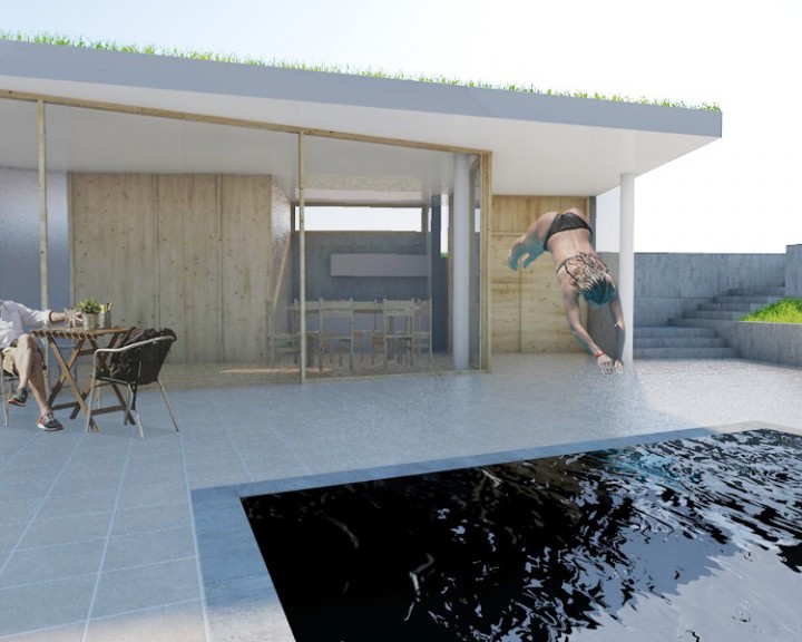 Garten Pool Poolhaus Familie Baden