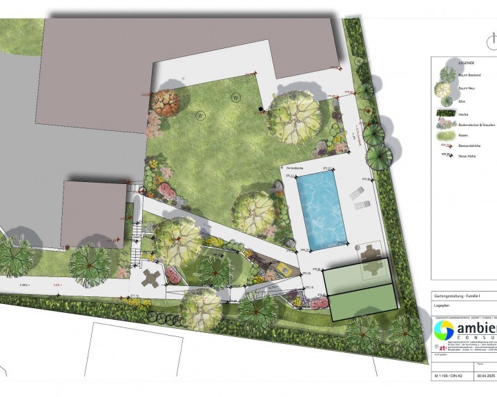 Konzept Garten Pool Poolhaus Terrassierung barrierefrei