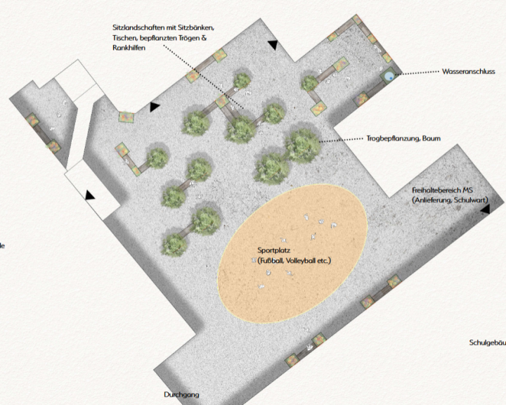 Lageplan Konzept Innenhof Gymnasium Waidhofen