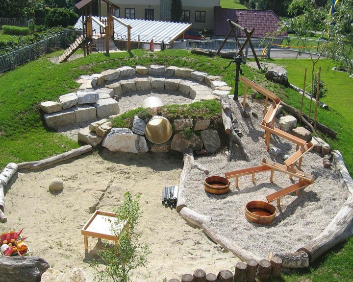 Sitzarena und Sandspiel und Wasserspiel Heiligenblut Kindergarten